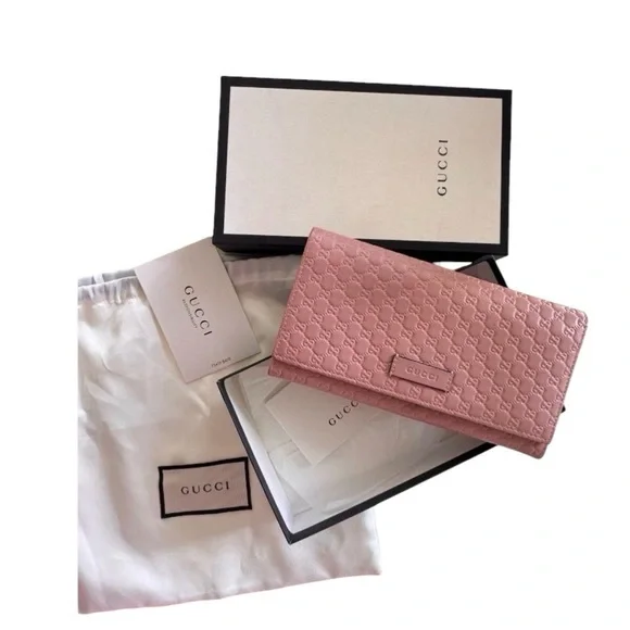 Gucci Microguccissima leather flap continental wallet in pink with chain - Picture 5 of 14